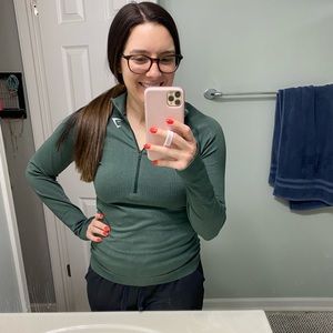 Gymshark Vital Seamless 1/2 Zip Long Sleeve Green